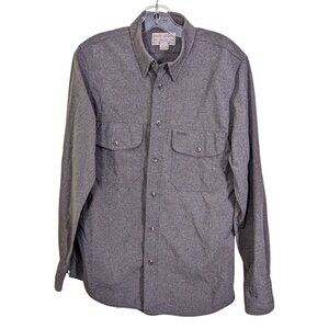 Vintage Filson Workshirt Mens S Utility Button Shirt Gray Pockets Long Sleeve